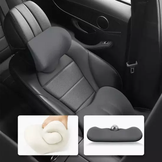 Car Seat Headrest & Lumbar Cushion Memory Foam Protective Lumbar Back Support