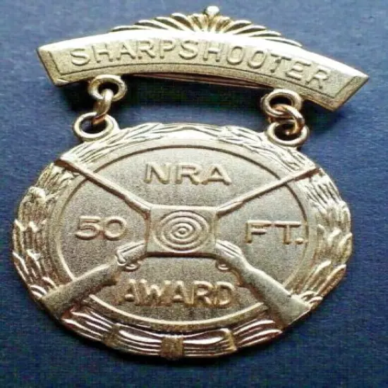 RARE NRA Sharpshooter 50 Ft. Award Medal/Pin