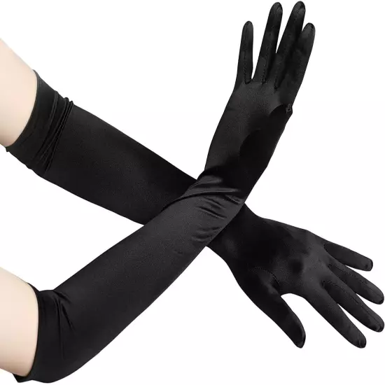 Womens Satin Evening Gloves 21'' Long Party Dance Elbow Length Opera Gloves US