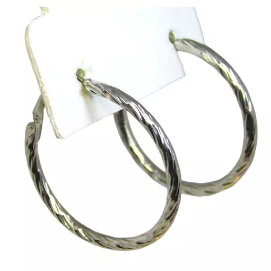 Vintage Style Hoops Earrings Textured Silver Tone Hinged Fashion Style 1…