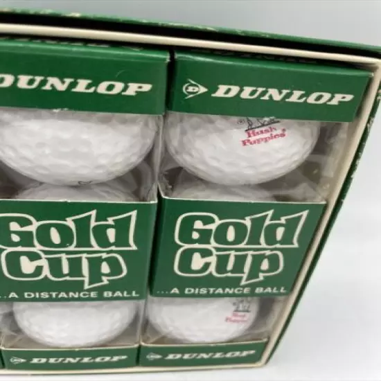 Vintage Dunlop Gold Cup Distance Golf Balls 4 Sleeves 12 Balls Hush Puppies NEW 