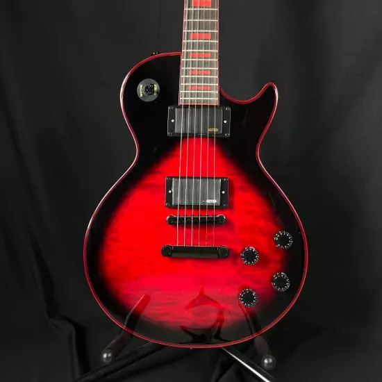 Red Blast Electric Guitar Rosewood Fingerboard with Red Inlays Black Widow