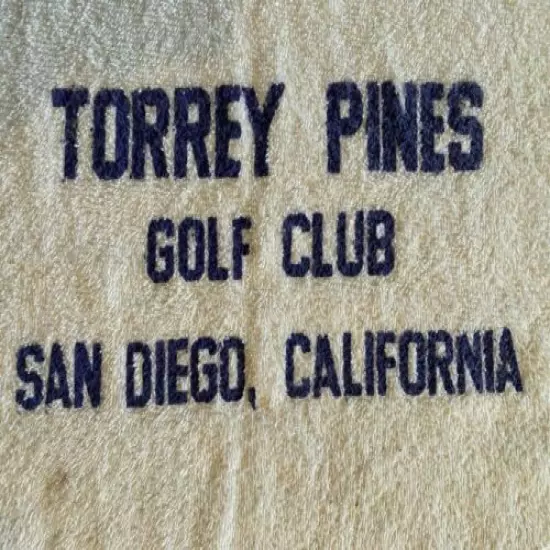 VINTAGE RARE ANTIQUE GOLF TOWEL TORREY PINES GOLF CLUB SAN DIEGO CALIFORNIA