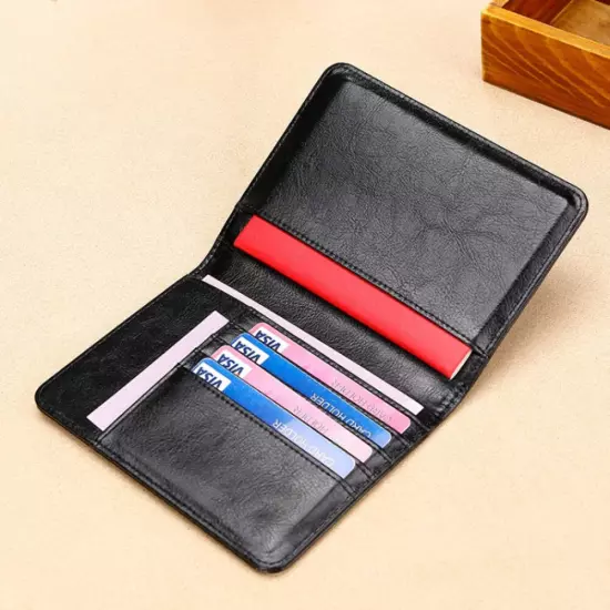 TP-8296 Multi-functional RFID Leather Travel Passport Holder(Black)