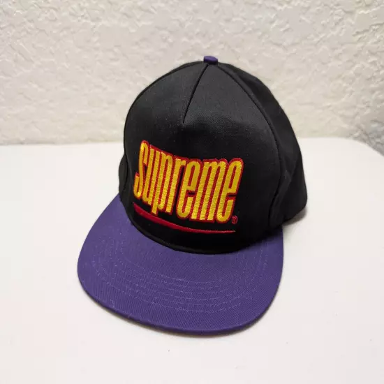 SUPREME New York Underline 5 Panel Hat Black Purple Snapback NEW 