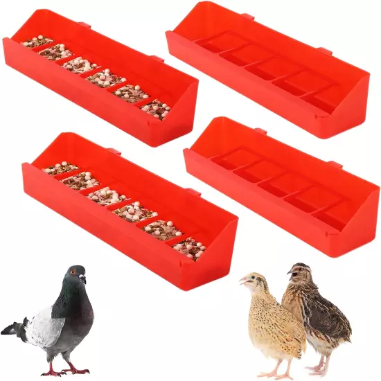 ✅ 4 Pack No Mess Quail Feeder Removable 6 Slots Hanging Chicken Feeder Trough ✅