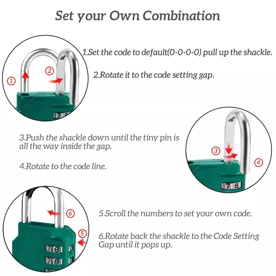 Combination Lock 2.5 Inch Long Shackle 4 Digit Outdoor Combination Padlock fo...