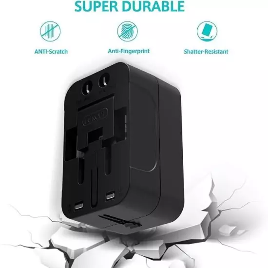 All in One Worldwide Travel Adapter & Wall Charger with USB Ports (FREE SHIP)