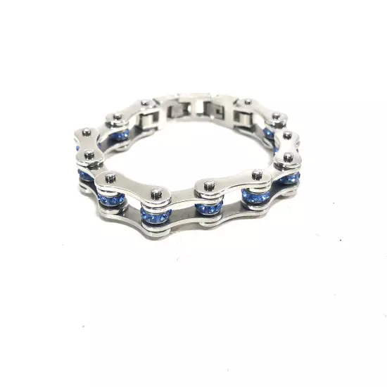 Men's Stainless Steel Bracelet Chain Link Blue