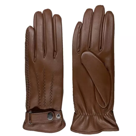 Men's GENUINE SHEEPSKIN soft leather Braided winter gloves w/ Cashmere lining 