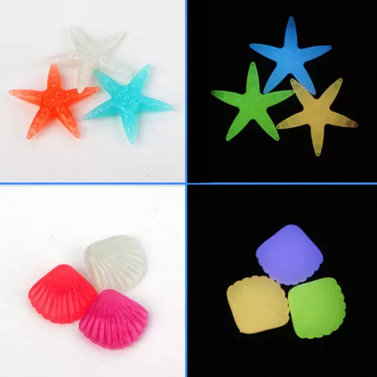 10PCS Luminous Glowing Stones Starfish Shell Shaped Decorative Pool Landscape Sn