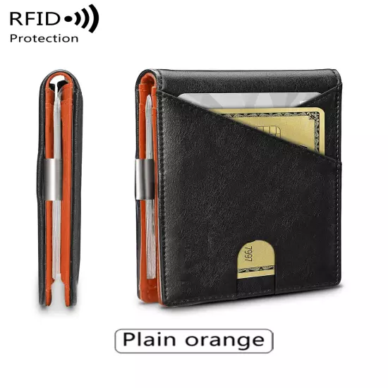 Minimalist men's wallet RFID anti-theft brush double fold cross front pocket