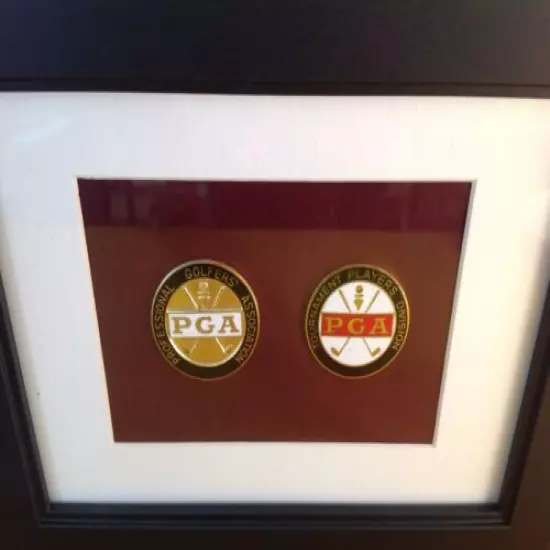 Framed - PGA - TWO MEDALLION SET -TOURNAMENT PLAYERS DIVISION + PRO GOLF ASSOC! 