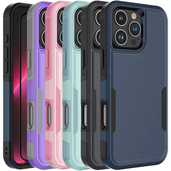 For iPhone 16 Pro Max/16 Pro/16 Plus Shockproof Phone Case Cover +Tempered Glass