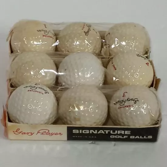 9 Vintage Gary Player Signature Shakespeare Golf Balls Unused. Made in USA. 