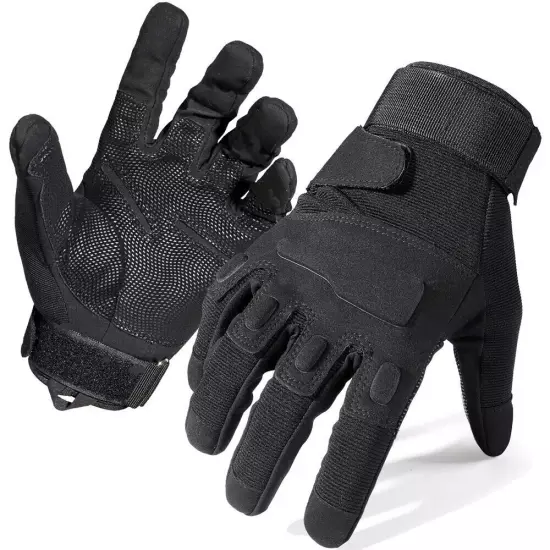 Men Tactical Gloves with Impact Protective Palm Padded Full Finger Safety Gloves