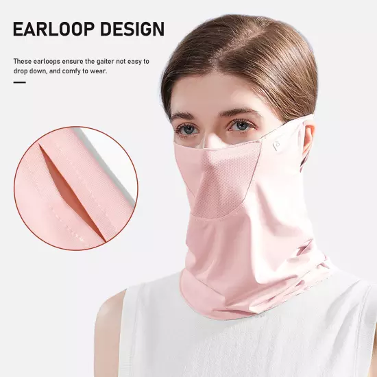 Women Summer Face Cover Protction Earloop Neck Gaiter Breathable Face V1O2