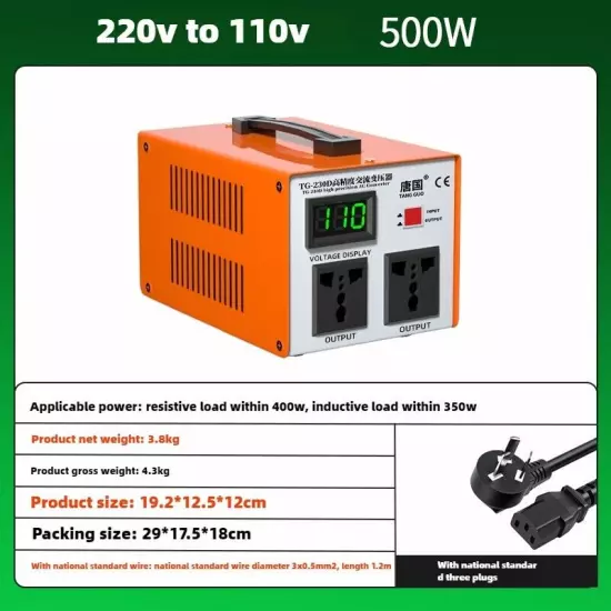 Tongguo Transformer 220V To 110V for Japan 100V and US 120V Power Voltage