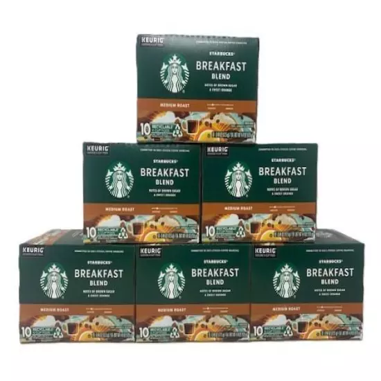 Starbucks Breakfast Blend Coffee Pods - Medium Roast, 60 K-cups for Keurig 06/24