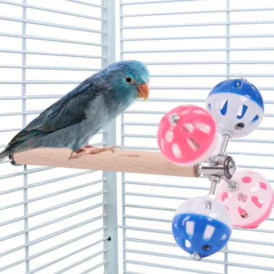 Bird Stand Perch Toy with Rotating Balls,Parakeet Stand Perch Toy for Metal C...