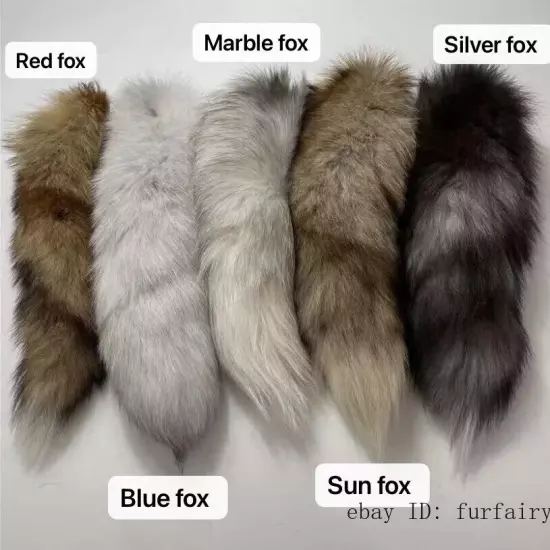 16"-18" Real Fox Fur Tail Keychain Bag Charm Purse Pendant Costume Cosplay Toys