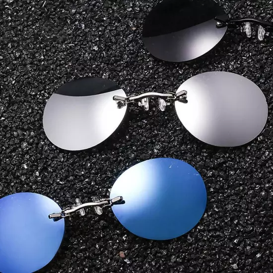 Clip Nose Sunglasses Round Glasses Morpheus Matrix Sun UV400 Frameless New NICE