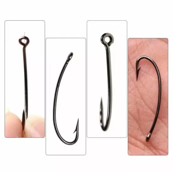 500PCS Nymphs Dry Fly Tying Hook Curved York Bend Straight Eye 3X Long Shank