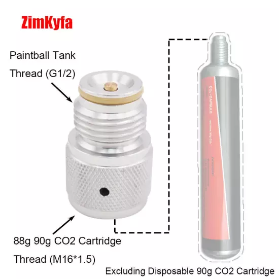 CO2 Adapter for 88G 90G Disposable Co2 Cartridge to G1/2-14 Thread Tank