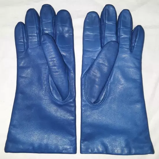 Fownes lined blue leather gloves womens size 7.5