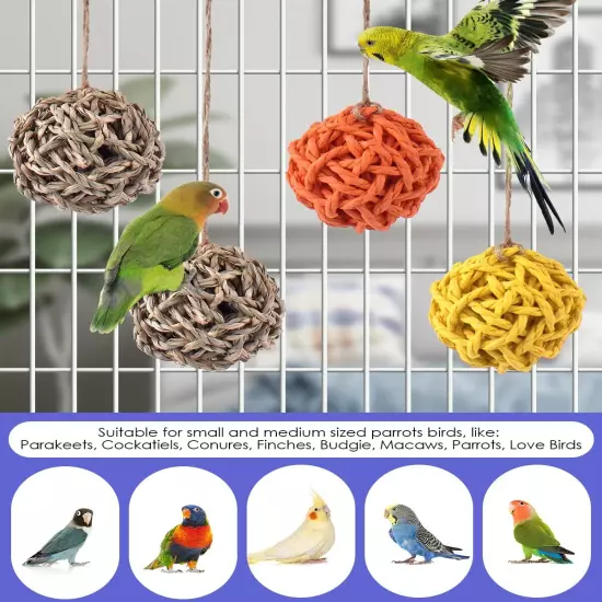 6PCS Small Parrot Chew Toys, Sola Balls Parrot Chewing Foraging Toys Colorful...