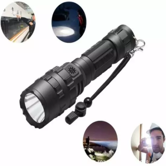 Tactical Flashlight Super Bright LED Torch USB 5 Light Mode Picatinny Rail Mount