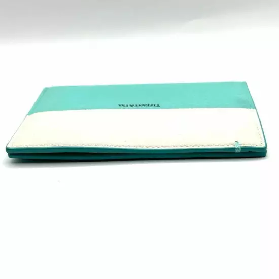 Tiffany & Co Italy White + Blue Leather Passport Cover Used