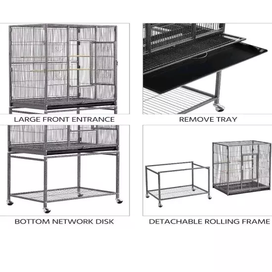 Yaheetech 52-inch Wrought Steel Standing Large Bird Cage with Stand New