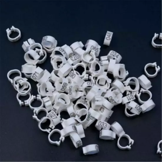 100X Bird Rings Leg Bands For Pigeon Parrot Foot Clip Rings Number 001-100