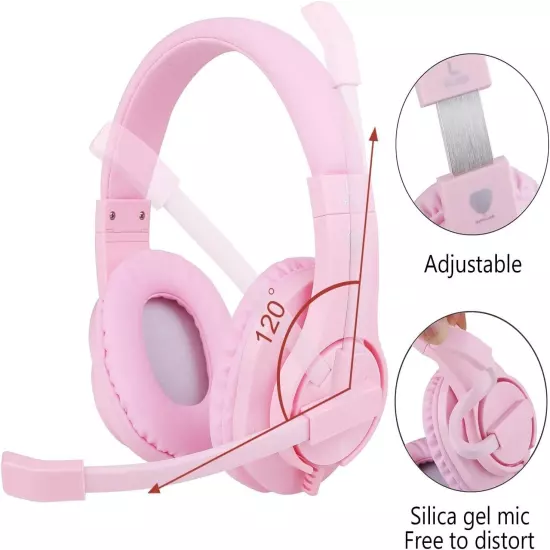 Pink Gaming Headset Headphone Mic For Girls PS4 Nintendo Xbox One Stereo Bass