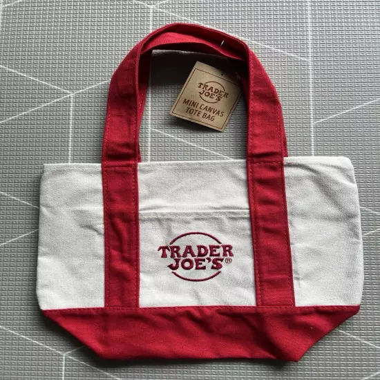 NEW Trader Joe’s Mini Canvas Tote Bag Red