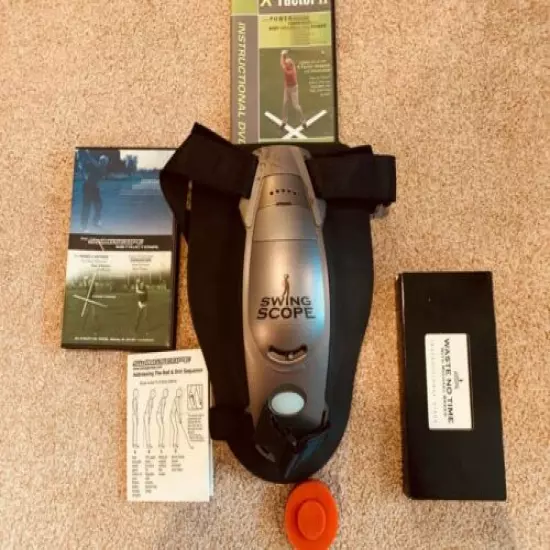 SWING SCOPE GOLF SWING TRAINER W/DVDs, TAPE, and MANUAL. MINT!