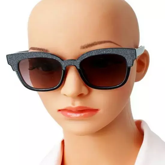 $450 Jimmy Choo Glitter Sunglasses 50/19/145 Gray Frames Brown Lens Bling NWT