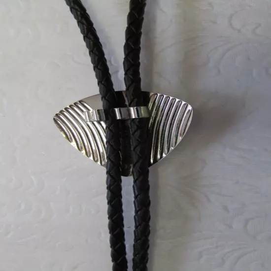 Western Bolo Lariat Silver Tone Inset Black Stone Tie Men's Accessories Metal