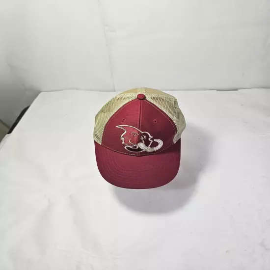 Maine Mammoths Maroon Tan Snapback Trucker Mesh Back Baseball NAL Hat