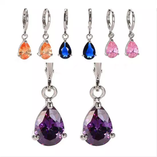 Fashion Cut Zircon Water Drop Stone Earrings For Women Wedding Party Jewelry 