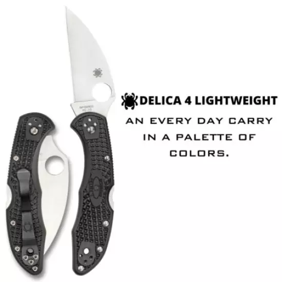 Spyderco C11FPWCBK Delica 4 Wharncliffe VG-10 Stainless Steel PlainEdge Knife