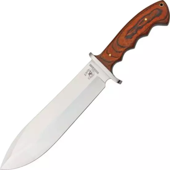 Rough Ryder Bowie Fixed Knife 8.5" Stainless Steel Blade Brown Wood Handle 1022