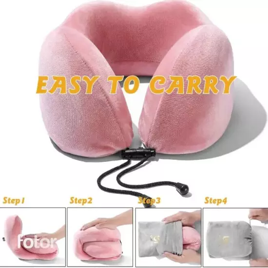 Comfort Travel Pillow Memory Foam Neck Pillow with Breathable Eye Mask Ear Plugs