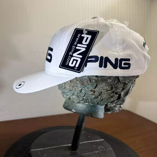 Ping Hat Golf Cap Tour Elite NWT Adjustable White Navy Play Your Best Structured