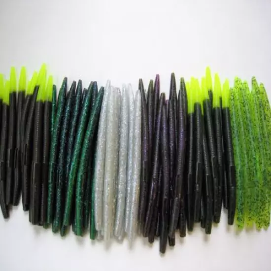 60 pk 5" Senko style Soft Plastic Bass Worms - 6 Colors/10 Each BRIGHT MULTIPACK