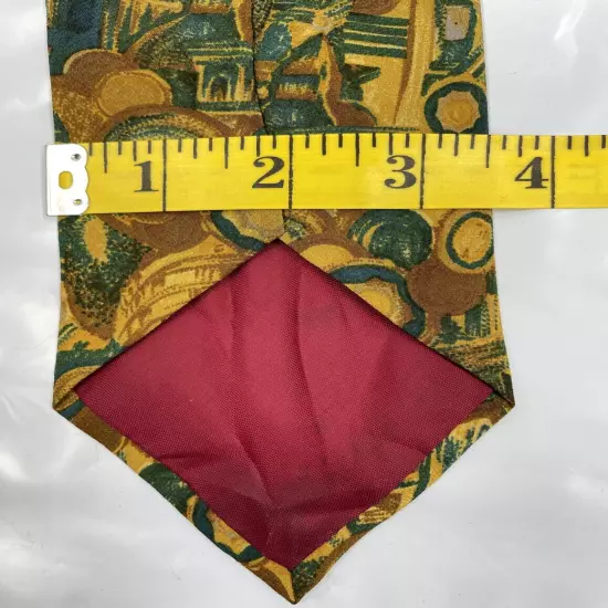 VTG Giovanni Rome Italy Colosseum Trevi Art Painting Silk Tie Men's 3.5" x 57"