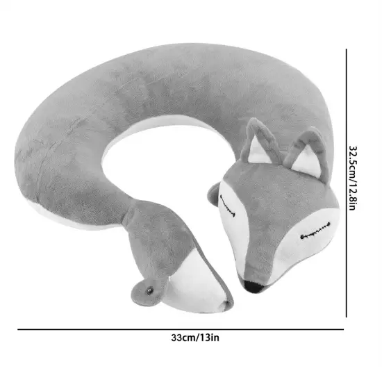 (Gray Fox)Fox Shape Travel Neck Pillow Soft Air U Shape Health