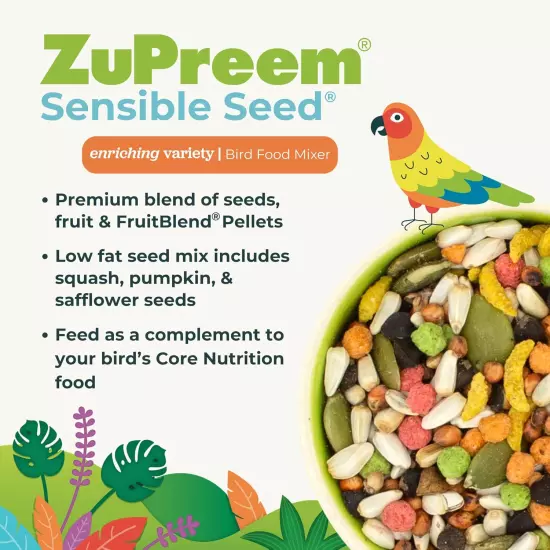 Sensible Seed Bird Food for Small Birds, 2 lb - Premium Blend of Seeds and Fruit