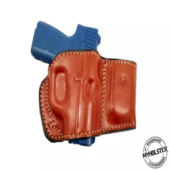 OWB Belt Leather Holster with Magazine Pouch Fits Glock26/27/33